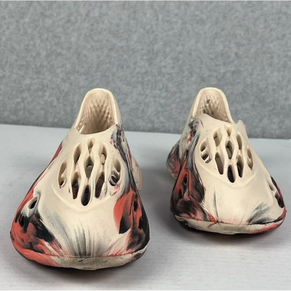 Boutique Mens 6 Orange Black Marble Foam Runner Clogs Slip On Streetwear Shoes